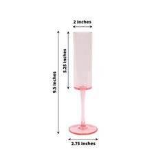 6 BLUSH Cylindrical 6 oz Reusable Plastic Champagne Flute Glasses Party Events