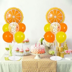 Little Cutie Fruit Party Balloons Stand Kit 2 Sets With 2 Slice Foil Orange