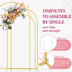 Gold Metal Arch Backdrop Stand Set of 3 for Weddings & Events