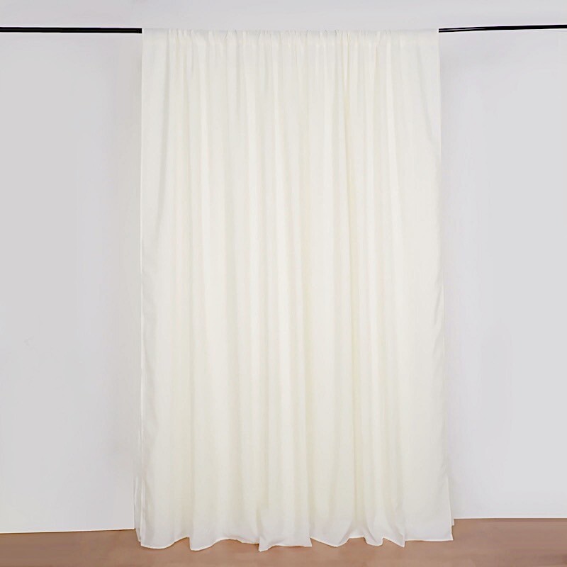 IVORY 10 ft x 10 ft Polyester Sheer Chiffon Dual Layer CURTAIN Rod Pockets Party