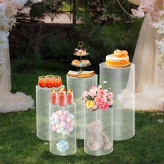 Wedding Table Flower Stand Clear Cylinder Pedestal Set 5 Pcs 77 Lbs Capacity