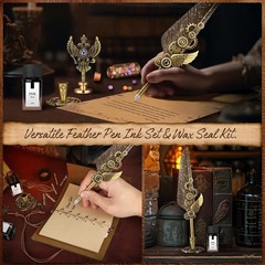 Quill Pen and Ink Set,Calligraphy Pen Set for beginners,Feather Pen Set with …