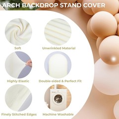 Ivory Wedding Arch Cover Set 3, 5FT/6.6FT/7.2FT Spandex Fitted Photo Booth