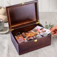 Larger Wooden Memory Wedding Keepsake Boxes With Hinged Lids – Decorative Sto…