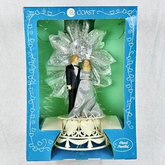 Vintage COAST NOVELTY 25th Wedding Anniversary Cake Topper Bride/Groom NIB ivory