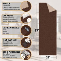 Hallway Runner Rug 20″ x 53″ Non Slip Solid Area Rugs Easy to Clean Laundry R…
