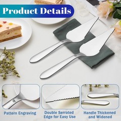 Elegant 2-Piece Wedding Cake Server Set – Stainless Steel Serrated Pie Slicer