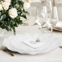 LIYH 24 Pcs Plastic Plates Reusable – Unbreakable Party 24(12 Guests) White