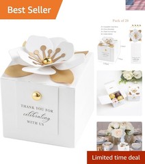 20 PCS Elegant White Floral Candy Boxes – Perfect for Weddings & Baby Showers