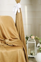 9.6 Feet x 10 Feet Deep Gold Silky Soft Curtain Wedding Backdrop Drapes, Slig…