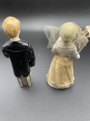 Vintage 1950’s Napco Japan Bride & Groom Porcelain Figures Cake Toppers 4.5″