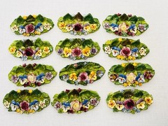 12 Antique Porcelain Place Card Holders Staffordshire England – Gorgeous!