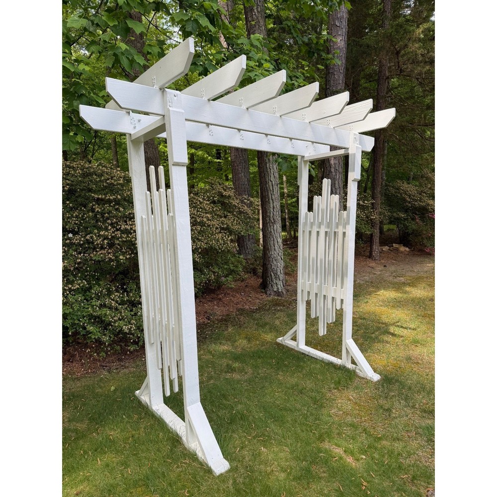 Wooden Wedding Arch Backdrop White Ceremony Arbor Handmade Large 8ft