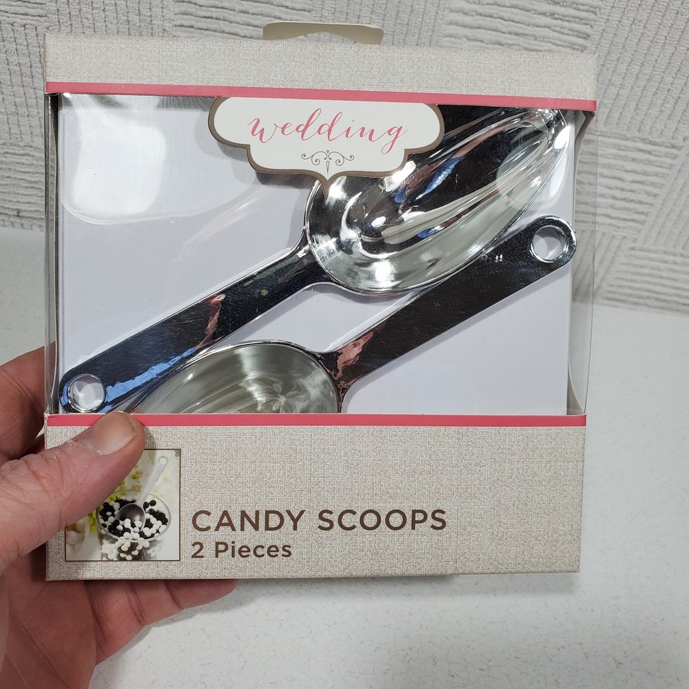 2 Silver 6×2″ Shiny Candy Bar Jar Scoops Plastic Wedding Party Event Accessory