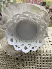 Vintage Cowboy And Cowgirl Porcelain Wedding Cake Topper Floral W/Heart Shape