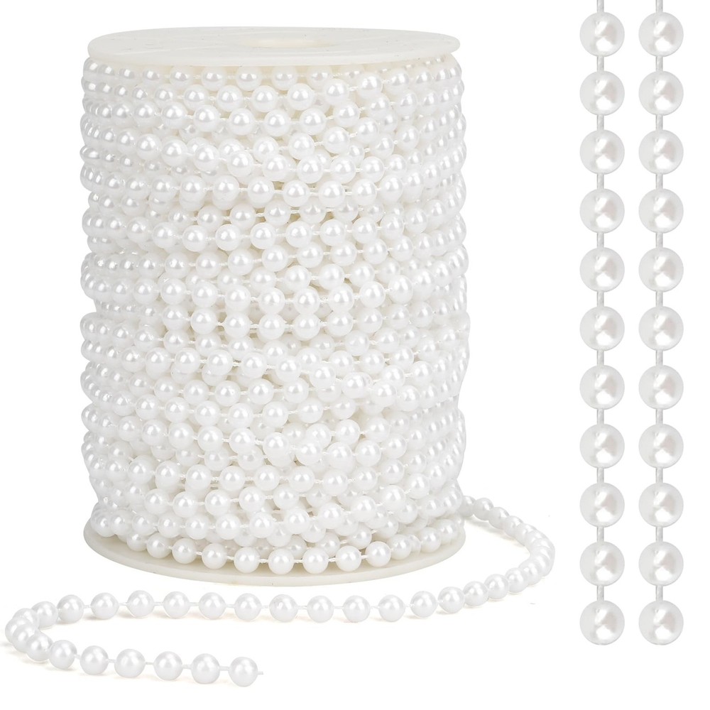 Pearl Garland, 6 MM White Faux String of Pearls, 78 FT Pearl Garland for Chri…