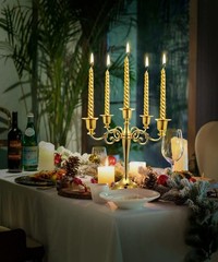 FANWNKI 5-Candle Metal Candelabra 10.2 Inch Tall Candlestick Gold-regular