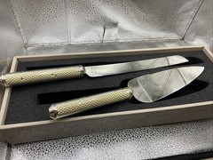 Lenox Jubilee Pearl Dessert Set NIB! Pearls In Handle Cake Knife & Server