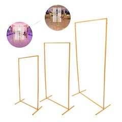3 Pieces Wedding Arch Frame Set Rectangular Metal Balloon Frame Backdrop Stand