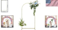 Versatile Gold Metal Wedding Arch 7.2×3.9FT – Perfect for Indoor/Outdoor Events