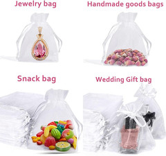 100PCS White Organza Gift Bags – 4×6 inch, Sheer Organza Wedding Favor Bags with