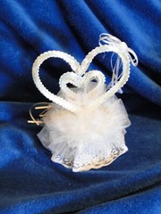 New Elegant Wedding triple braided look Hearts, with white decor Cake top # 86
