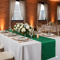 YCC Linens – 14 x 108 Inch L’amour Satin Table Runners for Weddings