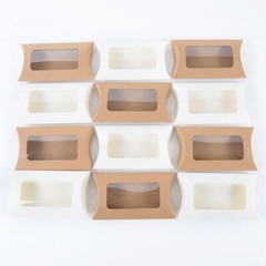 10/20pcs Kraft Paper Pillow Shape Candy Box With Window Wedding Birthday Supply