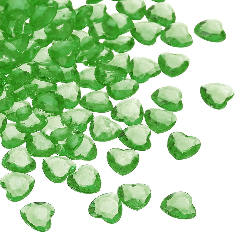 250Pcs Acrylic Heart Gems Heart Shaped Bauble Vase Fillers Ornaments Green