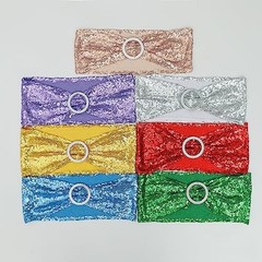 Double-Sided Sequins Chair Sashes for Wedding Decor Sequin Chair Bands 50 Red