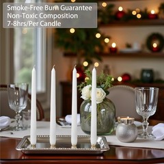 White 10-Inch Taper Candles: Unscented Smokeless Dripless 4 Pack,