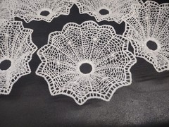 12 Pieces: 1960s Vintage Plastic Lace Wedding Bouquet Collars, 3″ White
