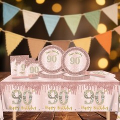 90th Birthday Decorations for Women,61Pcs Rose Gold 90th Birthday Decorations…