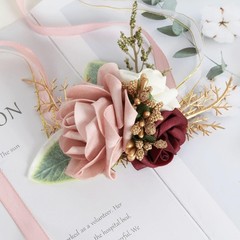 Chic Blush Pink Corsage and Boutonniere for Bride and Groom – Elegant Foam Roses