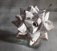 Handmade Paper Flower on stem (Gray Pattern No.4) for Wedding, St. Valentine’s