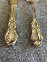 Vintage Silverplate Cake Server & Knife Set Ornate Scroll Engraved 2 Piece