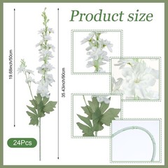 24 Pcs Delphinium Artificial Flower 35.4» Long Larkspur Stem Silk Fake Faux …