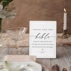Bible Guest Sign, Wedding Shower Decorations, Please Sign Our Bible Wooden Stan