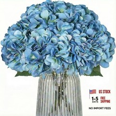 2Bouquets Artificial Fake Flowers Silk Hydrangea Dark Blue, 5 Flower Heads