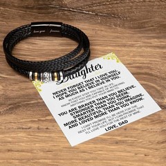 Braided Vegan Leather Bracelet & Sentimental Message Card Gift Set for Design 8