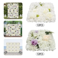 3D Flower Wall Panel 12pcs Artificial Flower Wall Background Silk Rose Mat