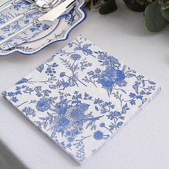 20 White 13×13 in Dinner Paper Napkins Blue Floral Design 13″, and