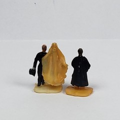 Vintage Mini Bride & Groom Wedding Cake Toppers With Minister Figurine Set .75″