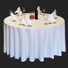 1 White Round 120″ inch Tablecloth Polyester 5′ Feet Wedding Table Cover USA