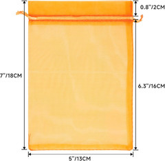 25PCS Orange Organza Bags 5×7 inches – Sheer Mesh Jewelry Pouches, Organza Gift