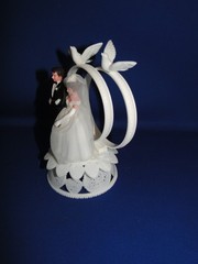 New Vintage Wilton Petite Double Rings Couple Wedding CakeTop, doves, 104-42413
