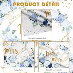 5x3ft Mr and Mrs Floral Backdrop for Bridal Shower and White 5X3ft Blue