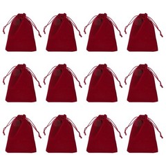 12Pcs Velvet Gift Bags 4″ x 5″ Velvet Drawstring Jewelry Pouches Burgundy