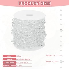 Artificial Floating Beads, 8+3mm 66ft Faux Pearls Beads String, Clear