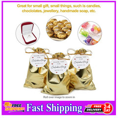 100 Pack Gold Organza Drawstring Bags 5×7 Jewelry Gift Pouches with Tags